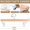 imageBAGAIL Wooden Pants Hangers with Adjustable Clips 360Swivel Hook Space Saving Skirt Holders with AntiRust Clips for Trousers Jeans Shorts 10Pack WhiteNatural