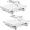 imageBAGAIL Wooden Pants Hangers with Adjustable Clips 360Swivel Hook Space Saving Skirt Holders with AntiRust Clips for Trousers Jeans Shorts 10Pack WhiteWhite