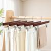 imageBAGAIL Wooden Pants Hangers with Adjustable Clips 360Swivel Hook Space Saving Skirt Holders with AntiRust Clips for Trousers Jeans Shorts 10Pack WhiteWalnut