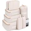 imageBAGAIL 8 Set Packing Cubes Luggage Packing Organizers for Travel AccessoriesPewter ColorBeige