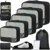 imageBAGAIL 9 Set Packing Cubes Luggage Packing Organizers for Travel AccessoriesBlack