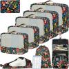 imageBAGAIL 9 Set Packing Cubes Luggage Packing Organizers for Travel AccessoriesBlack floral
