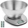 imageBAGAIL BASICS Digital Kitchen Scale Premium Stainless Steel Food Scales Weight Grams and Oz for Baking and Cooking 11lb5kg with 01oz1g PrecisionSilverBowl