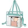 imageBAGAIL Clear Bags 12x6x12 Stadium Approved Clear Tote Bag with Zipper Closure Crossbody Shoulder Bag with Adjustable StrapDusty Blue