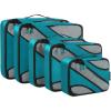 imageBAGAIL Packing Cubes Luggage Carry On Suitcases Packing Organizers for travel 5 Set 1 Small 2 Medium 2 Extra LargeTeal
