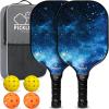 imageBAGAIL Pickleball Paddles USAPA Approved Fiberglass Surface Pickleball Set Lightweight Pickle Ball Rackets with 4 Balls 1 Bag Designed in California for Traction and StabilitySky