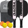 imageBAGAIL Pickleball Paddles USAPA Carbon Fiber Pickleball Sets Lightweight Pickle Ball Rackets Graphite Textured Surface 16mm Honeycomb Core for Ultimate Spin and Control Include 4 Balls and 1 BagLavender Rose
