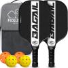 imageBAGAIL Pickleball Paddles USAPA Carbon Fiber Pickleball Sets Lightweight Pickle Ball Rackets Graphite Textured Surface 16mm Honeycomb Core for Ultimate Spin and Control Include 4 Balls and 1 BagWhite