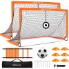 imageBAGAIL Soccer Goals for Backyard Set 2 of 6 x 4ft Portable Pop Up Soccer Nets Foldable Training Equipment with Soccer Ball Ladder Cones Targets for Outdoor GamesOrange