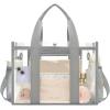 imageBAGAIL Stadium Approved Clear Tote Bag with Inner Pocket Transparent Travel Bag for Sports Event Concert WorkGrey