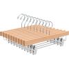 imageBAGAIL Wooden Pants Hangers with Adjustable Clips 360Swivel Hook Space Saving Skirt Holders with AntiRust Clips for Trousers Jeans Shorts 10Pack WhiteNatural