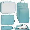 imageBagail Ultralight Compression Cubes 7 Set  3 Packing Cubes 3 Organizers and 1 Shoe BagThe Dusty Blue