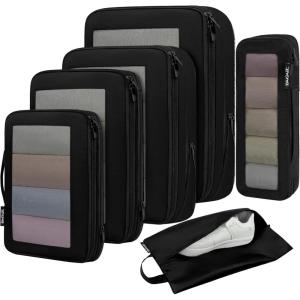 imageBAGAIL 4 Set6 Set8 Set Compression Packing Cubes Travel Accessories Expandable Packing Organizers Square Mesh 06Black05Black