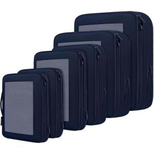 imageBAGAIL 4 Set6 Set8 Set Compression Packing Cubes Travel Accessories Expandable Packing Organizers Square Mesh 06Black06Navy