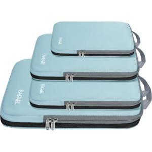 imageBAGAIL 4 Set6 Set8 Set Compression Packing Cubes Travel Accessories Expandable Packing Organizers Square Mesh 06Black4Dusty Blue