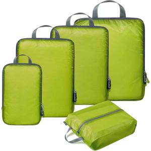 imageBAGAIL 5 Set Ultralight Compression Packing Cubes Travel Accessories Expandable Packing OrganizersBurgundyGreen