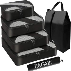 imageBAGAIL 6 Set Packing CubesTravel Luggage Packing OrganizersAllBLACK