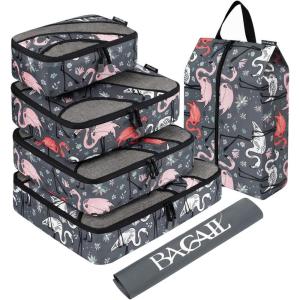 imageBAGAIL 6 Set Packing CubesTravel Luggage Packing OrganizersFlamingo