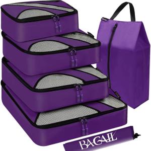 imageBAGAIL 6 Set Packing CubesTravel Luggage Packing OrganizersPurple