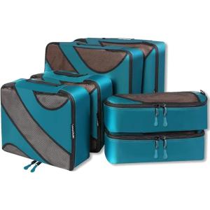 imageBAGAIL 6 Set Packing CubesTravel Luggage Packing OrganizersThe Teal