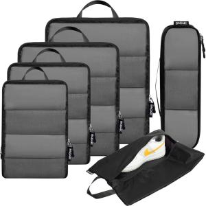 imageBAGAIL 6 Set Ultralight Compression Packing Cubes Packing Organizer for Travel Accessories Luggage Suitcase Backpack06Black