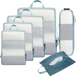 imageBAGAIL 6 Set Ultralight Compression Packing Cubes Packing Organizer for Travel Accessories Luggage Suitcase Backpack06Dusty Blue