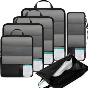 imageBAGAIL 6 Set Ultralight Compression Packing Cubes Packing Organizer for Travel Accessories Luggage Suitcase Backpack06Jet Black