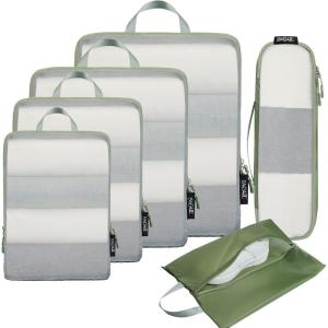 imageBAGAIL 6 Set Ultralight Compression Packing Cubes Packing Organizer for Travel Accessories Luggage Suitcase Backpack06Matcha Green