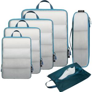 imageBAGAIL 6 Set Ultralight Compression Packing Cubes Packing Organizer for Travel Accessories Luggage Suitcase Backpack06Teal