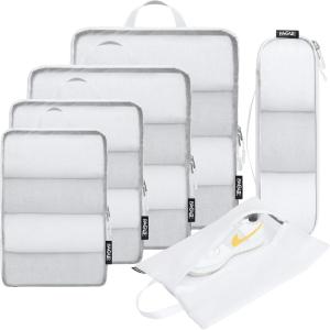 imageBAGAIL 6 Set Ultralight Compression Packing Cubes Packing Organizer for Travel Accessories Luggage Suitcase Backpack06White