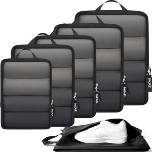 imageBAGAIL 6 Set Ultralight Compression Packing Cubes Packing Organizer for Travel Accessories Luggage Suitcase Backpack6Jet Black