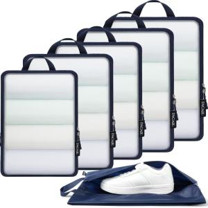 imageBAGAIL 6 Set Ultralight Compression Packing Cubes Packing Organizer for Travel Accessories Luggage Suitcase Backpack6Navy