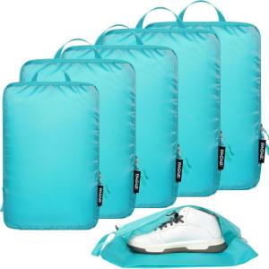 imageBAGAIL 6 Set Ultralight Compression Packing Cubes Packing Organizer for Travel Accessories Luggage Suitcase BackpackBlue