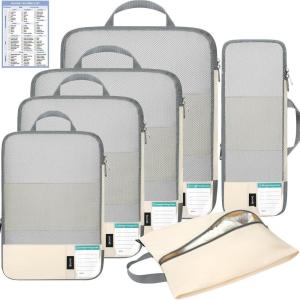 imageBAGAIL 6 Set4 Set Lightweight Compression Packing Cubes for Travel AntiTearing Expandable Organizer Bags for SuitcaseBeige