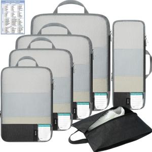 imageBAGAIL 6 Set4 Set Lightweight Compression Packing Cubes for Travel AntiTearing Expandable Organizer Bags for SuitcaseBlack