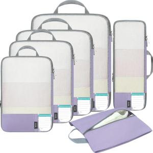 imageBAGAIL 6 Set4 Set Lightweight Compression Packing Cubes for Travel AntiTearing Expandable Organizer Bags for SuitcaseDusty Purple