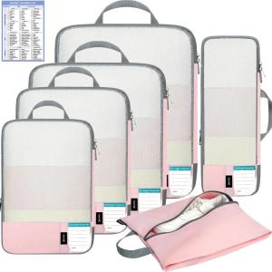 imageBAGAIL 6 Set4 Set Lightweight Compression Packing Cubes for Travel AntiTearing Expandable Organizer Bags for SuitcasePink