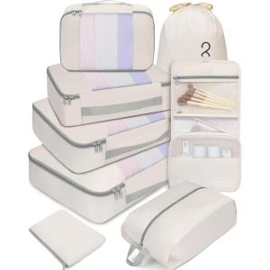 imageBAGAIL 6 Set8 Set10 Set Packing Cubes Various Sizes Packing Organizer for Travel Accessories Luggage Carry On Suitcase08Beige
