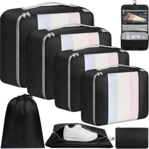 imageBAGAIL 6 Set8 Set10 Set Packing Cubes Various Sizes Packing Organizer for Travel Accessories Luggage Carry On Suitcase08Black