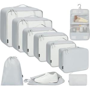imageBAGAIL 6 Set8 Set10 Set Packing Cubes Various Sizes Packing Organizer for Travel Accessories Luggage Carry On Suitcase10LightGrey