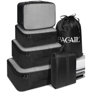 imageBAGAIL 8 Set Packing Cubes Luggage Packing Organizers for Travel AccessoriesPewter ColorBlack