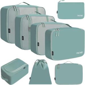 imageBAGAIL 8 Set Packing Cubes Luggage Packing Organizers for Travel AccessoriesPewter ColorDusty Blue