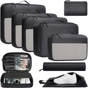 imageBAGAIL 8 Set9 Set Packing Cubes Luggage Packing Organizer for Travel Suitcase Packing Bags for Travel Accessories9Black