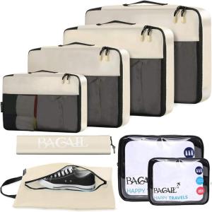 imageBAGAIL 8 Set9 Set Packing Cubes Luggage Packing Organizer for Travel Suitcase Packing Bags for Travel AccessoriesBeige