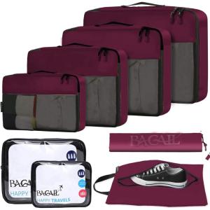 imageBAGAIL 8 Set9 Set Packing Cubes Luggage Packing Organizer for Travel Suitcase Packing Bags for Travel AccessoriesBurgundy