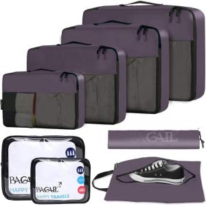 imageBAGAIL 8 Set9 Set Packing Cubes Luggage Packing Organizer for Travel Suitcase Packing Bags for Travel AccessoriesDark Grey