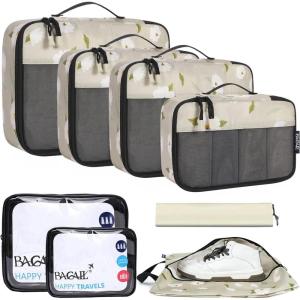 imageBAGAIL 8 Set9 Set Packing Cubes Luggage Packing Organizer for Travel Suitcase Packing Bags for Travel AccessoriesGreen Flower