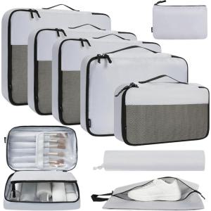 imageBAGAIL 8 Set9 Set Packing Cubes Luggage Packing Organizer for Travel Suitcase Packing Bags for Travel AccessoriesLight Grey