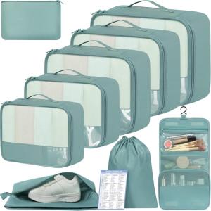 imageBAGAIL 9 Set Packing Cubes Luggage Packing Organizers for Travel AccessoriesDusty Blue