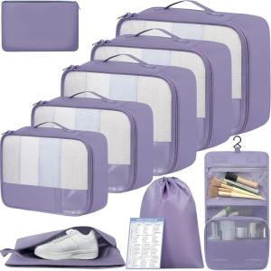 imageBAGAIL 9 Set Packing Cubes Luggage Packing Organizers for Travel AccessoriesDusty Purple